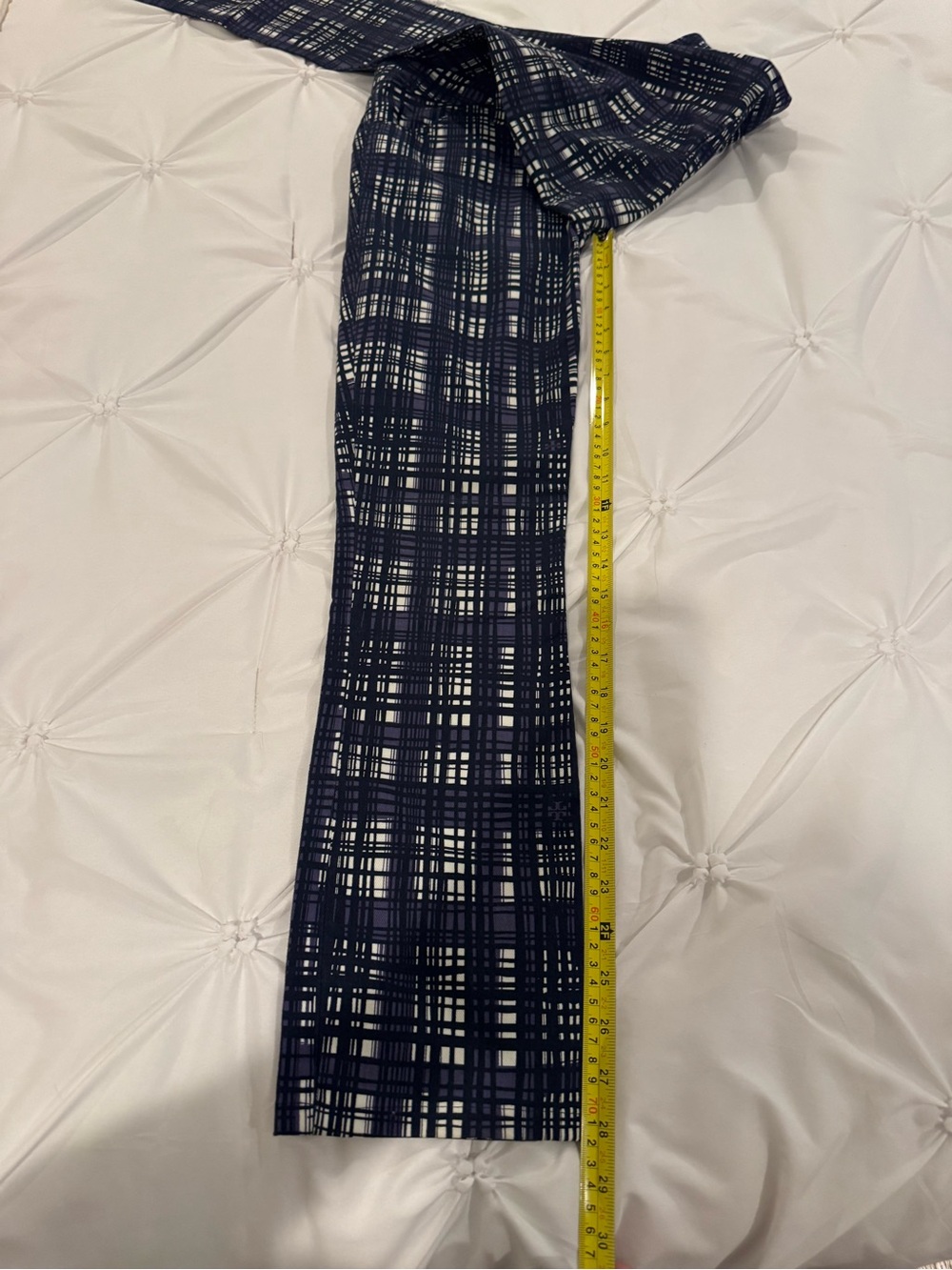 Tory Burch Conner Tab Front Skinny Pants Size 25 Navy Plaid - Picture 7 of 12